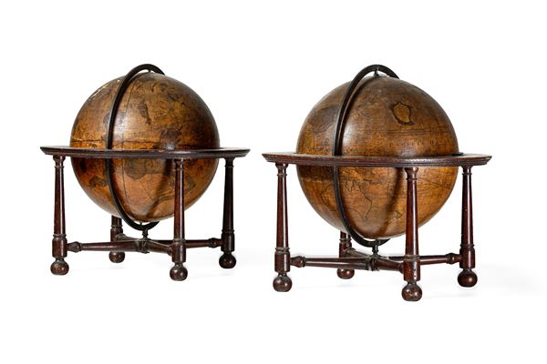 Globo terrestre e globo celelste. Ferguson's terrestrial globe improved by G. Wright, Inghilterra XVIII-XIX secolo