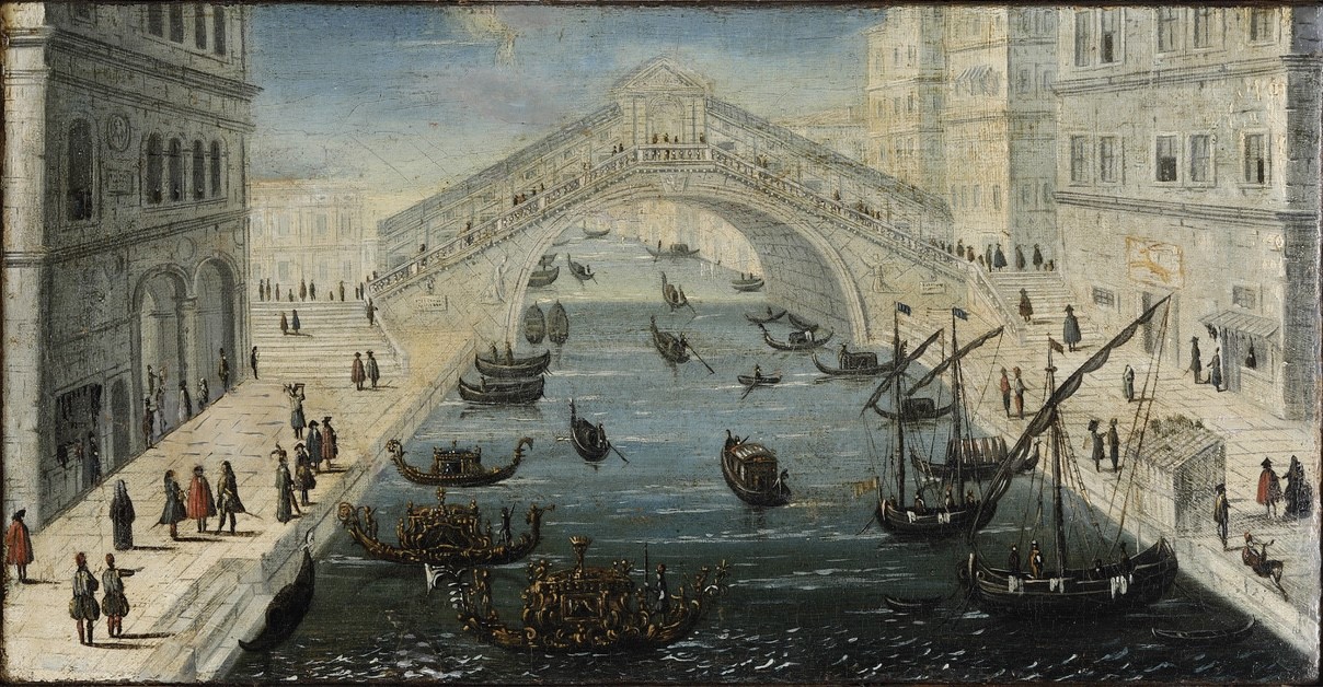Scuola del XVII/XVIII Secolo Veduta del Canal Grande con il Ponte di Rialto