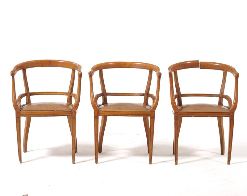 Tre poltrone a pozzetto  - Auction Antique - Cambi Casa d'Aste