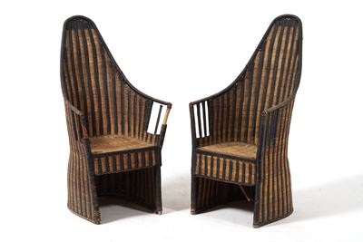 Coppia di Poltrone in Rattan. XX Secolo