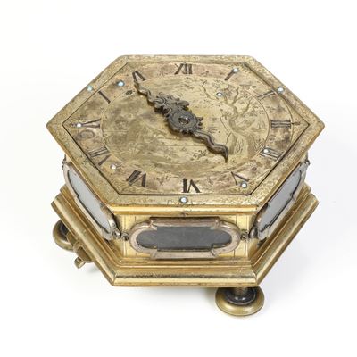 Orologio da Tavolo Esagonale. Cassa Probabilmente Germania XVII Secolo, Movimento del XIX Secolo