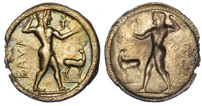 Bruttium - Caulonia. Nomos, 550-480 a.C.