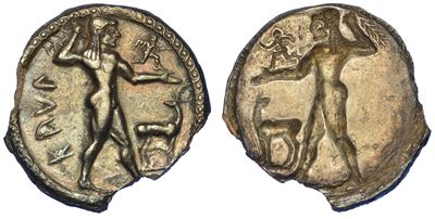 Bruttium - Caulonia. Nomos, 550-480 a.C.