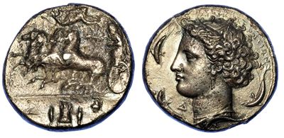 Sicilia - Siracusa. Decadracma (euainetos), 400 a.C.