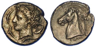 Sicilia - Periodo Siculo Punico. Tetradracma, 320 a.C. (zecca Incerta della Sicilia).