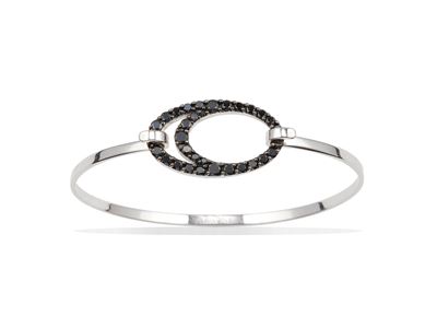 Faraone. Bracciale Rigido “f” con Diamanti Neri