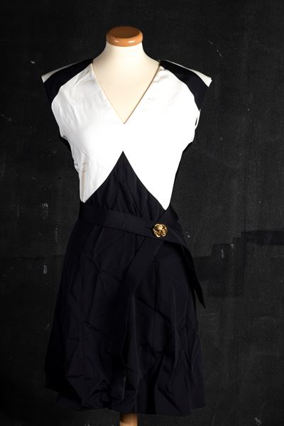 Louis Vuitton Abito Black&white in Poliestere, Mancanza di Etichetta con Codice, Tg 34, Difetti