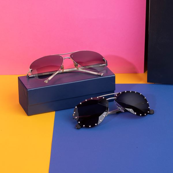 Louis Vuitton Lotto di 2 paia di occhiali da sole, in buone condizioni, un paio con OC