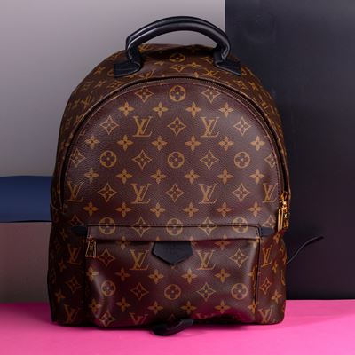 Louis Vuitton Palm Springs in Canvas Monogram Marrone, Maniglia e Spalline in Pelle Nera Parzialm...
