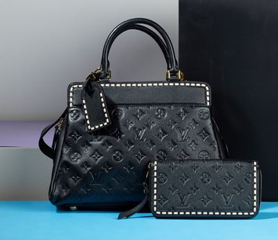 Louis Vuitton Vosges Borsetta Whipstich in Pelle Morbida Monogram e Dettaglio con Impuntura Beige...