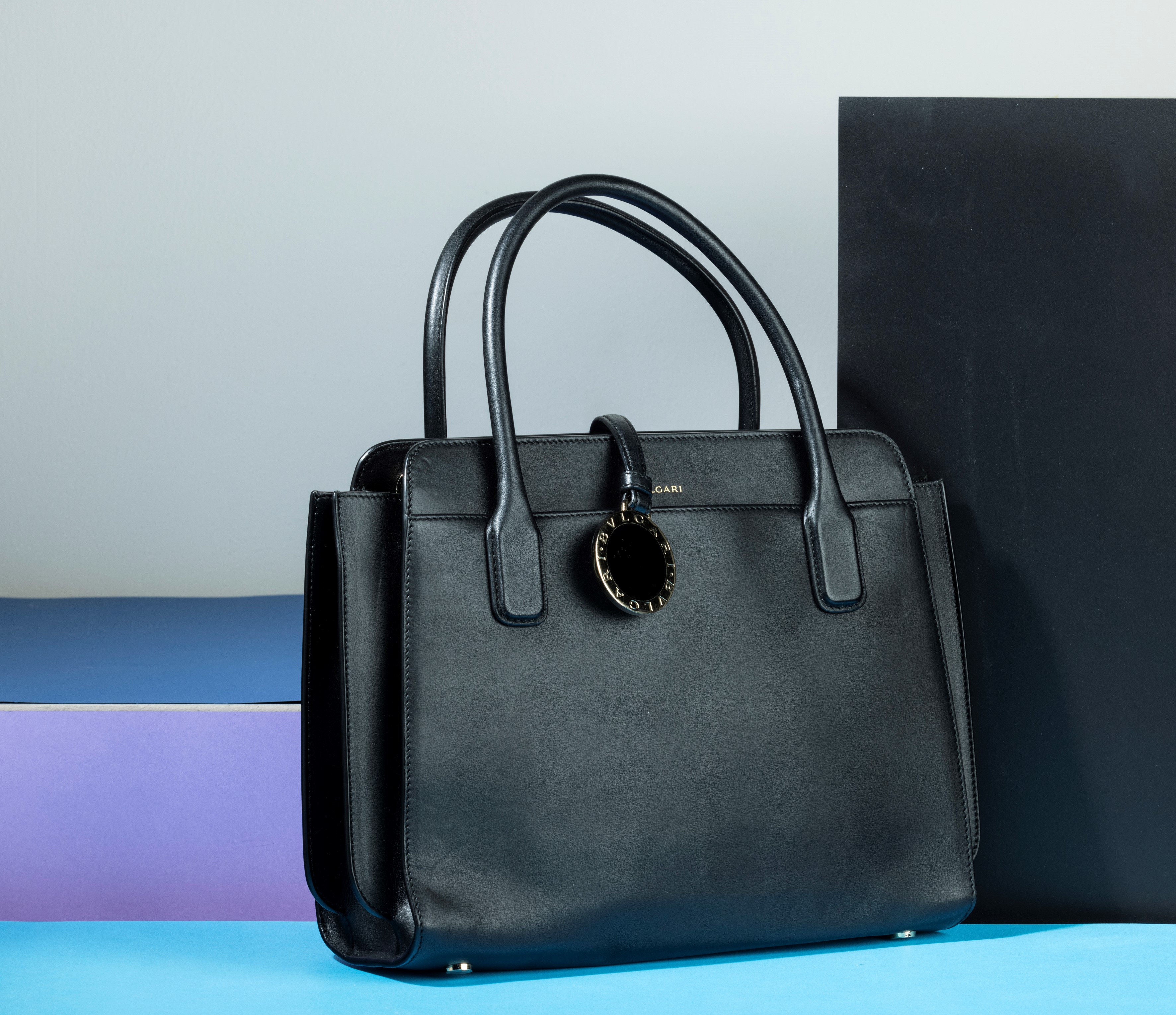Bulgari Borsa in Pelle Nera Tote, con Interno in Pelle Verde, Codice Identificativo Sap Code 2812...