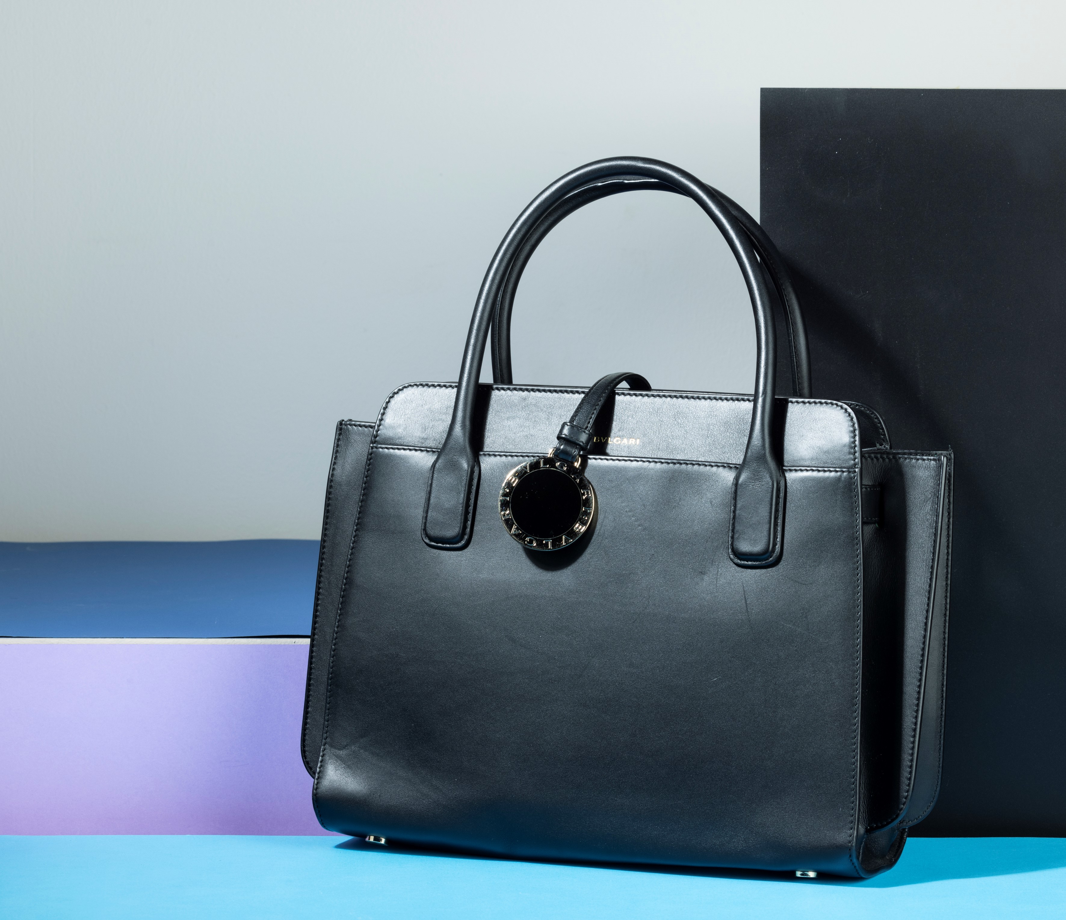 Bulgari Borsa in Pelle Nera Tote, con Interno in Pelle Verde, Codice Identificativo Sap Code 2812...