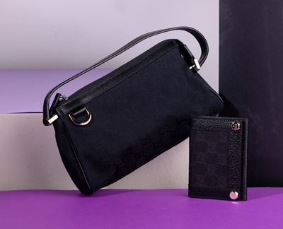 Gucci Borsa Canvas Abbey D-ring a Spalla in Tela Monogram e Pelle con Portafogli Abbinato, Difett...