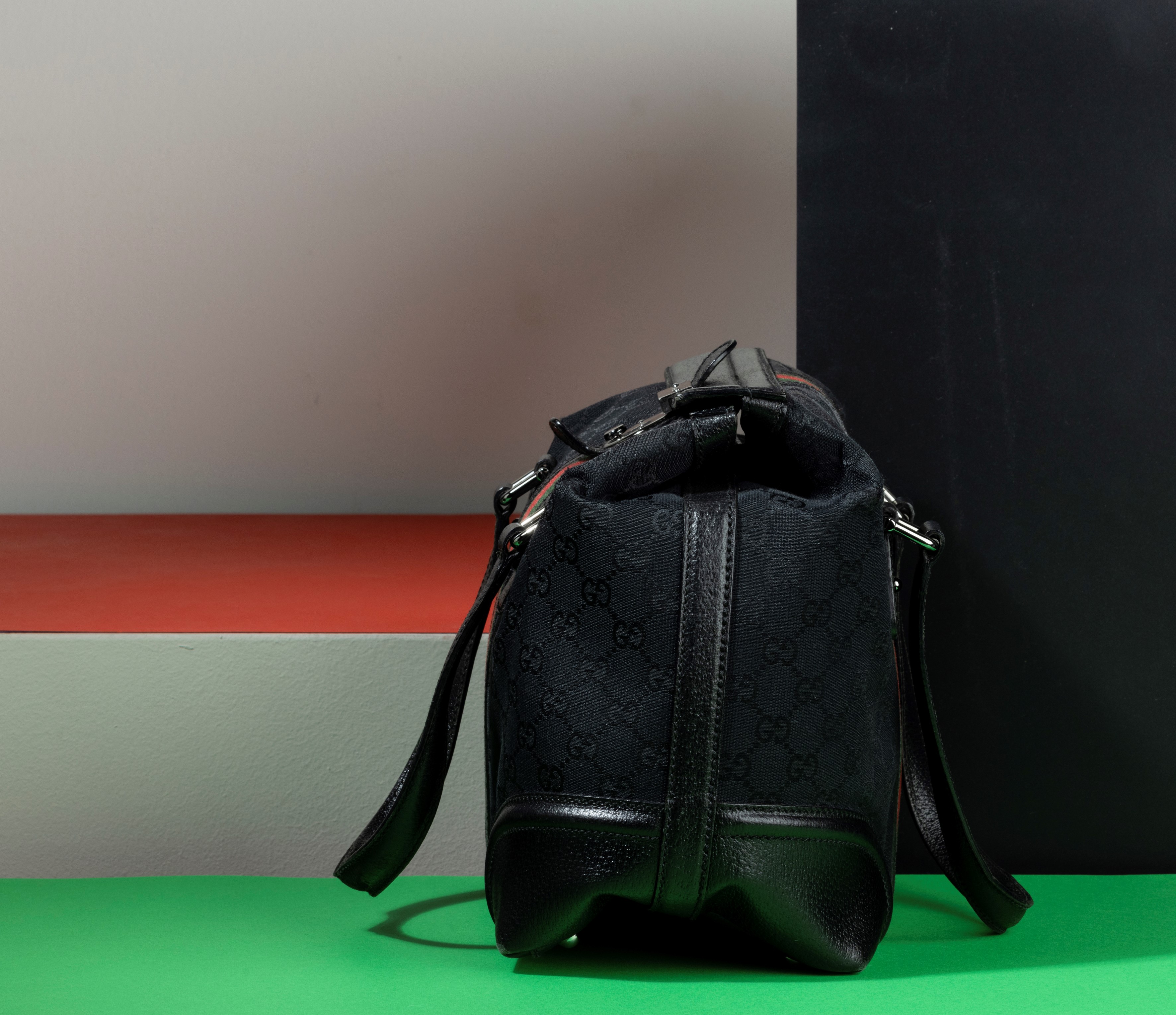 Gucci Borsa Stile Bauletto in Tela e Pelle, Difetti, in Buone Condizioni, Dustbag