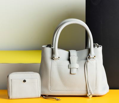Loro Piana Borsa in Pelle Grigia con Portafogli Abbinato, Difetti, in Ottime Condizioni, Dustbag