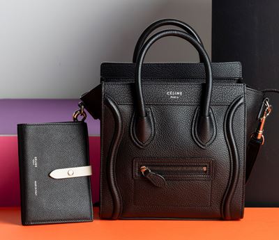 Celine Borsa in Pelle con Tracolla e Portafogli Abbinato, Difetti, in Buone Condizioni, Dustbag