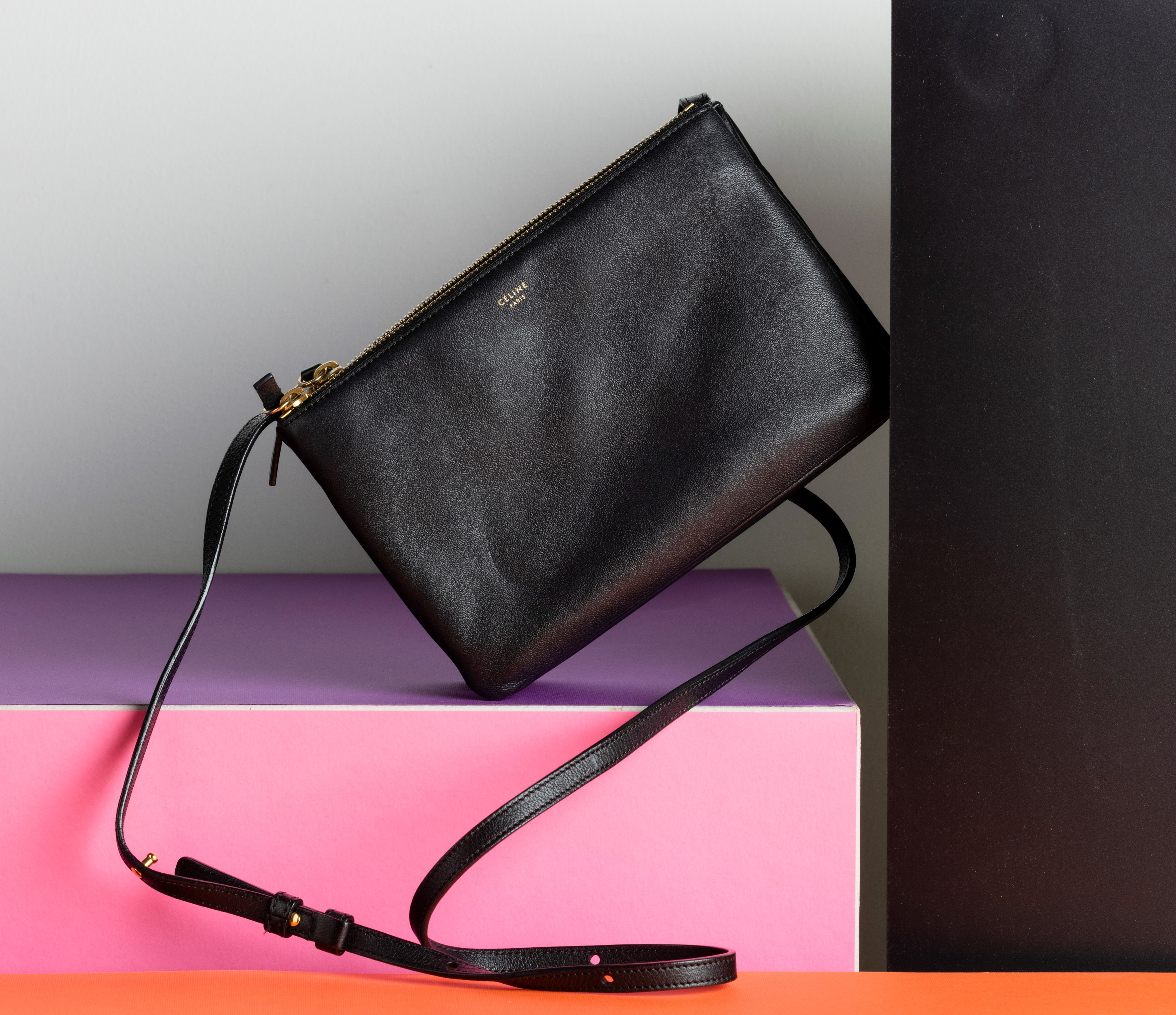 Celine Borsa a Tracolla in Pelle a Soffietto, Difetti, in Buone Condizioni, Dustbag