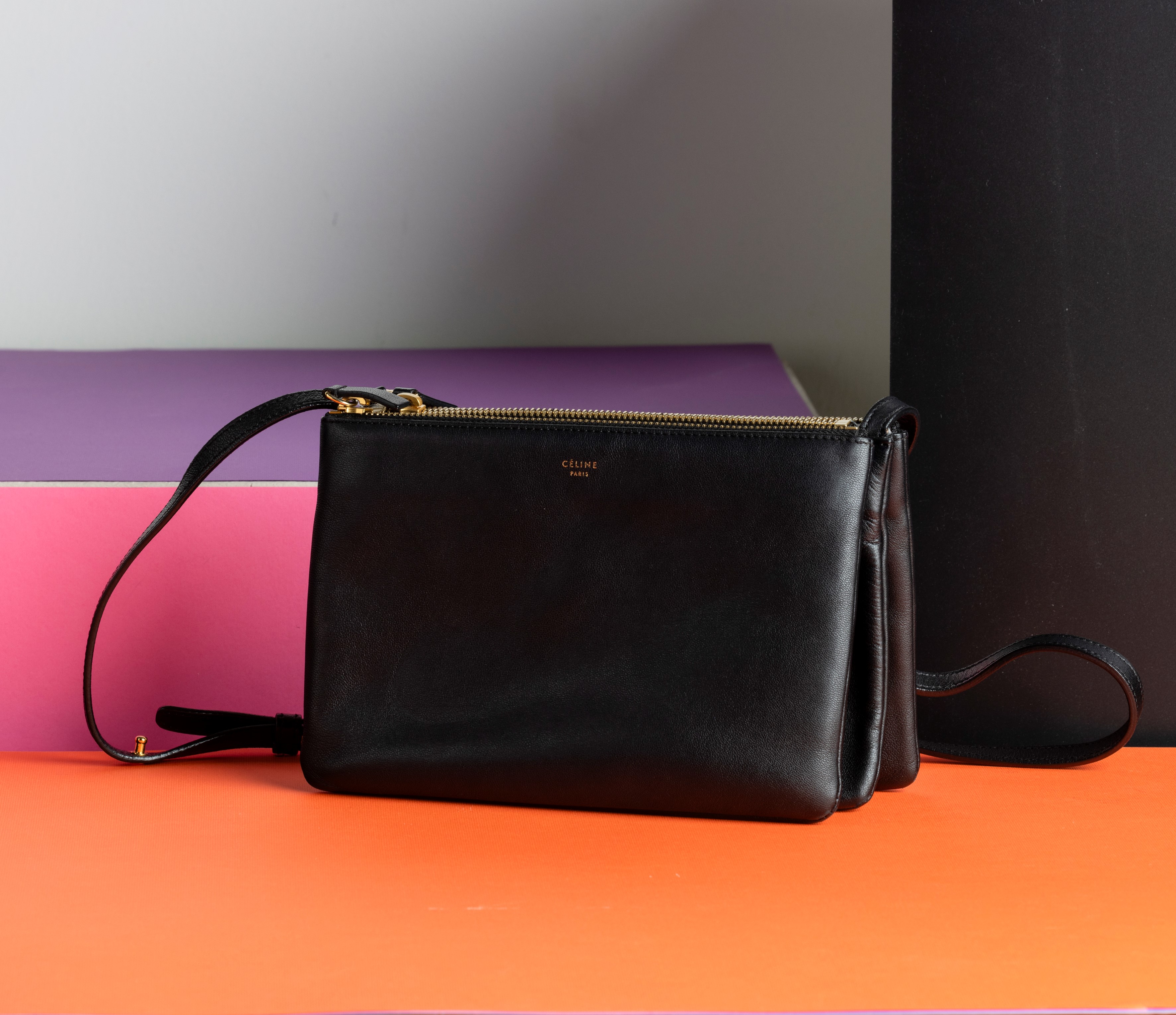 Celine Borsa a Tracolla in Pelle a Soffietto, Difetti, in Buone Condizioni, Dustbag