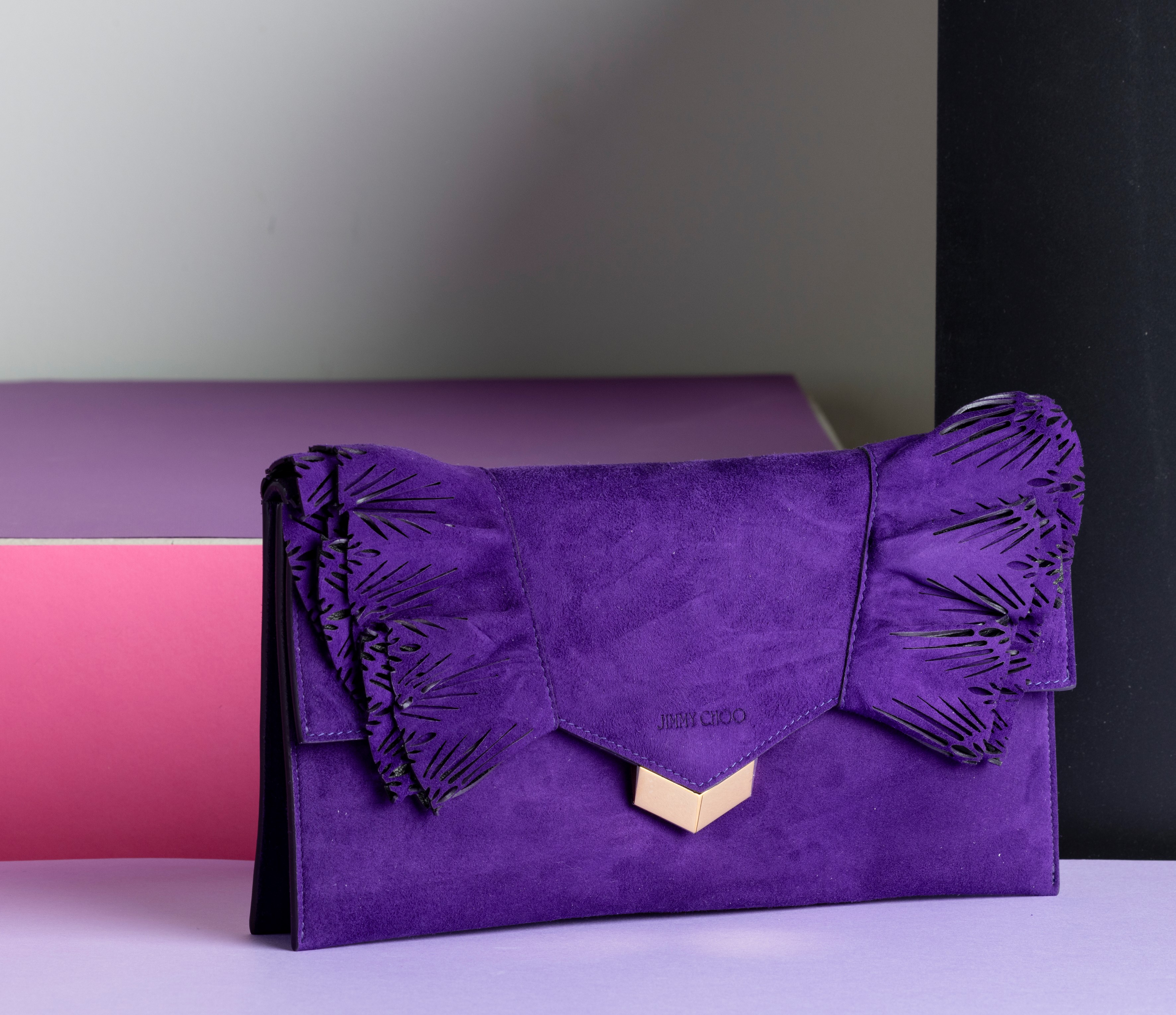 Jimmy Choo Pochette in Pelle, Difetti, in Ottime Condizioni, con Certificato di Autenticità, Dust...