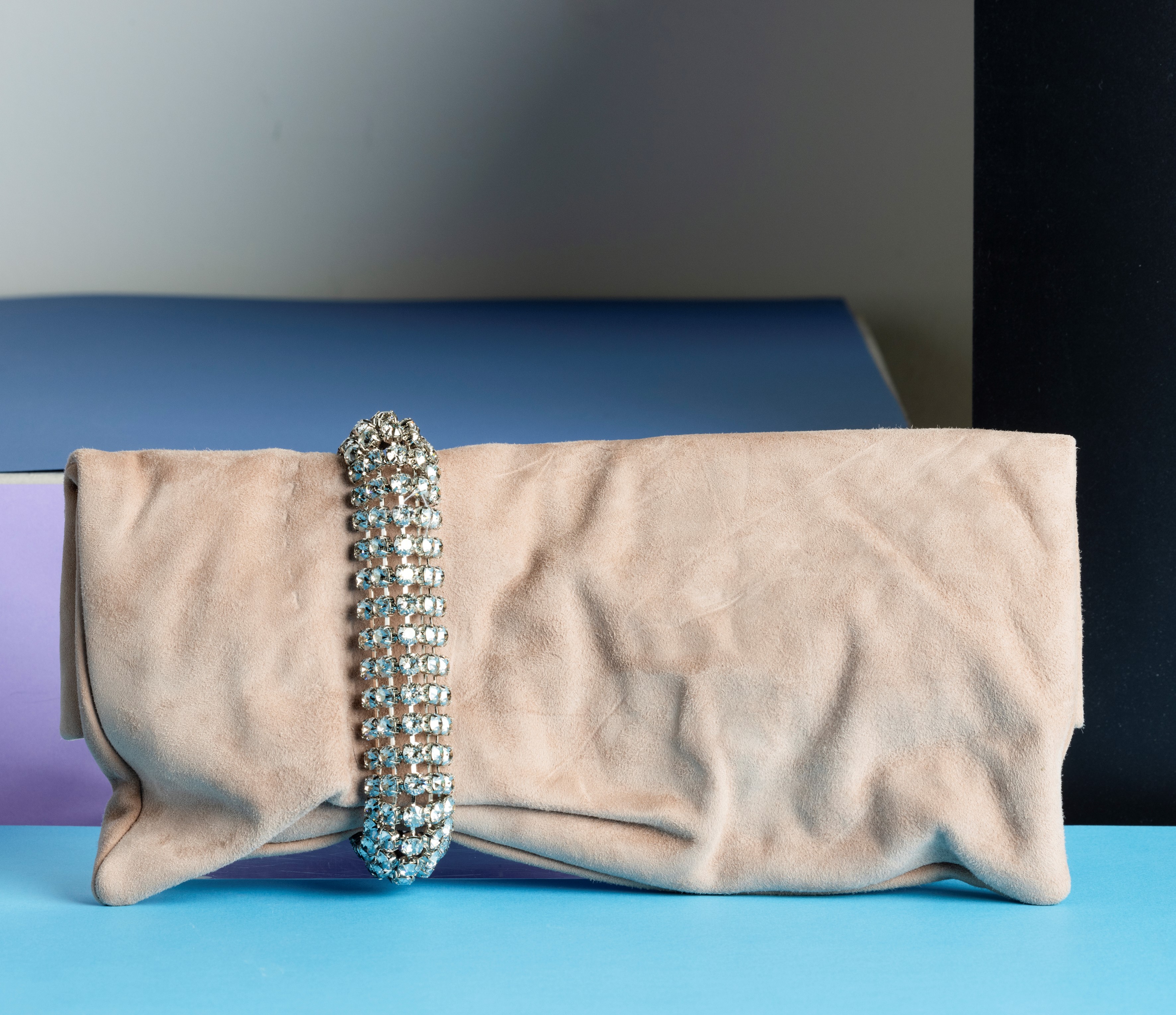Jimmy Choo Pochette in Pelle con Chiusura Arricchita da Brillantini, Mis Aperta H 23 CM, Difetti,...