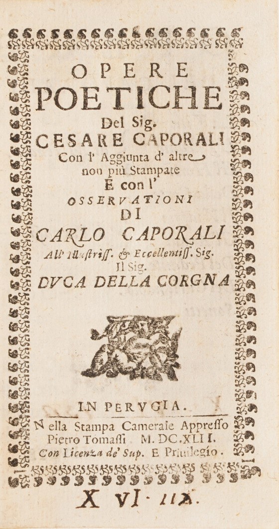 Cesare Caporali Opere Poetiche... Perugia, 1642