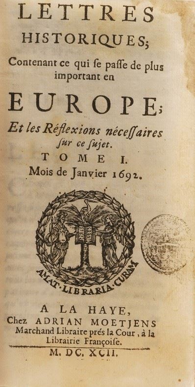 Adrian Moetjens Letters Historique... Aia, 1692-1706