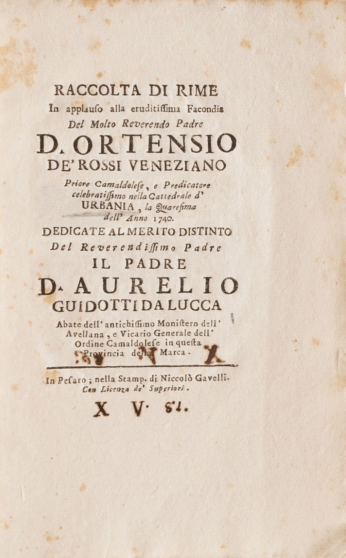 Raccolta di Volumi Miscellanei dal XVII al XIX Sec.