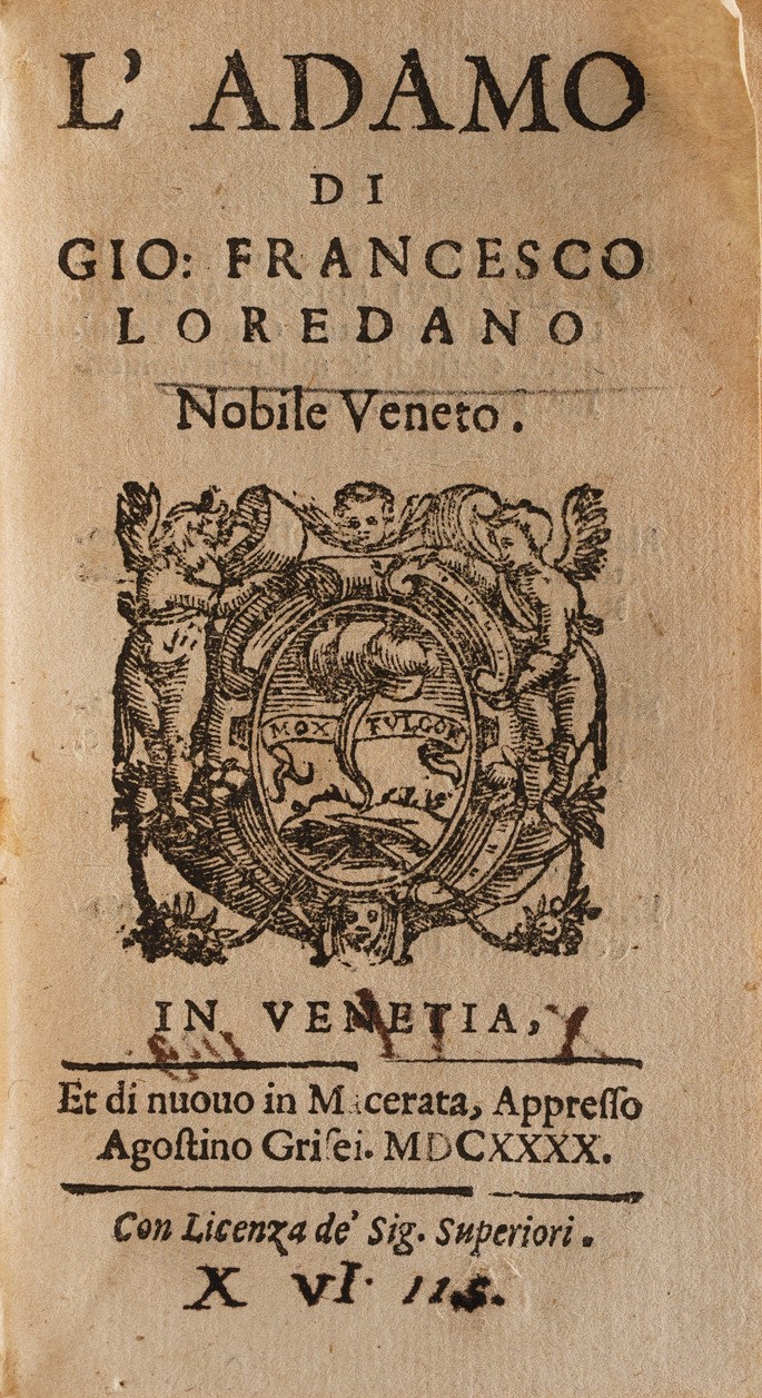 Francesco Loredano L’adamo... Venezia 1640