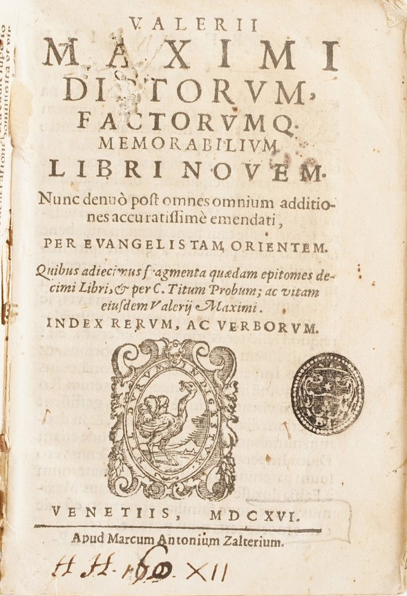 Raccolta di Volumi Miscellanei dal XVI al XVIII Sec. (con Ex Libris Silografico)