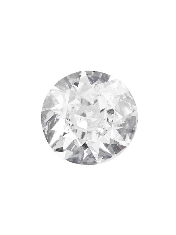 Diamante di vecchio taglio di ct 3.17, colore K (greysh), caratteristiche interne I1 (P1), fluorescenza UV debole