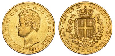 Regno di Sardegna. Carlo Alberto di Savoia, 1831-1849. 20 Lire 1839. Torino.