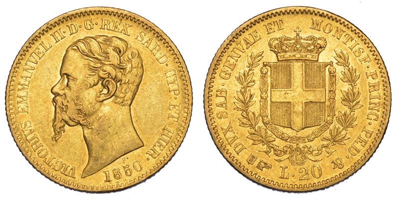 REGNO DI SARDEGNA. VITTORIO EMANUELE II DI SAVOIA, 1849-1861. 20 Lire 1850. Torino.  - Auction Numismatics - Cambi Casa d'Aste