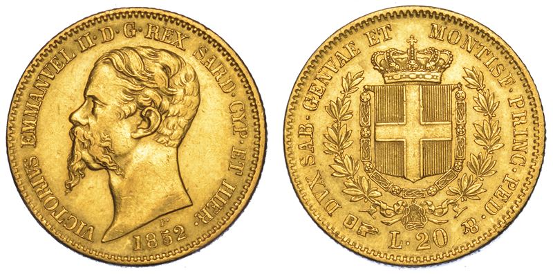 REGNO DI SARDEGNA. VITTORIO EMANUELE II DI SAVOIA, 1849-1861. 20 Lire 1852. Torino.  - Auction Numismatics - Cambi Casa d'Aste