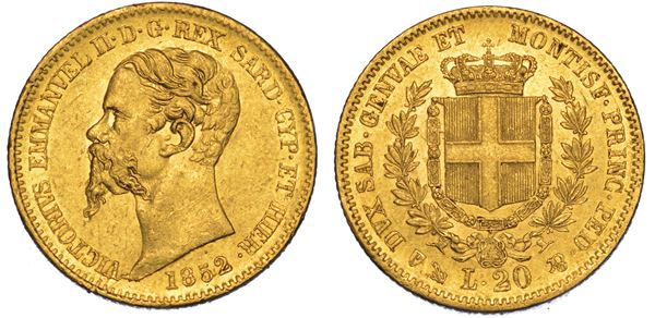 REGNO DI SARDEGNA. VITTORIO EMANUELE II DI SAVOIA, 1849-1861. 20 Lire 1852. Genova.