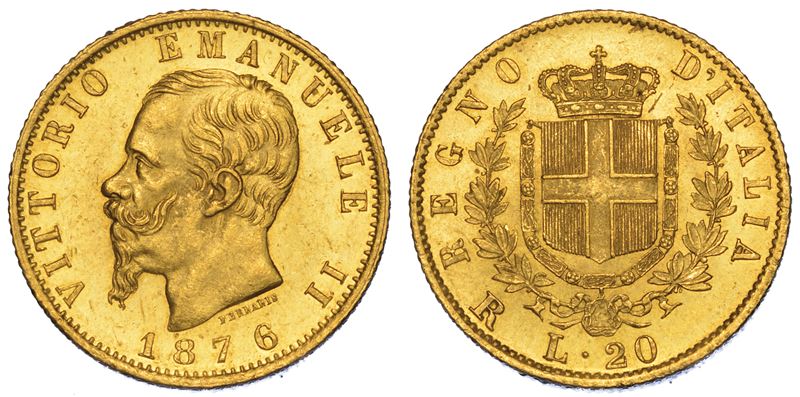 REGNO D’ITALIA. VITTORIO EMANUELE II DI SAVOIA, 1861-1878. 20 Lire 1876. Roma.  - Auction Numismatics - Cambi Casa d'Aste