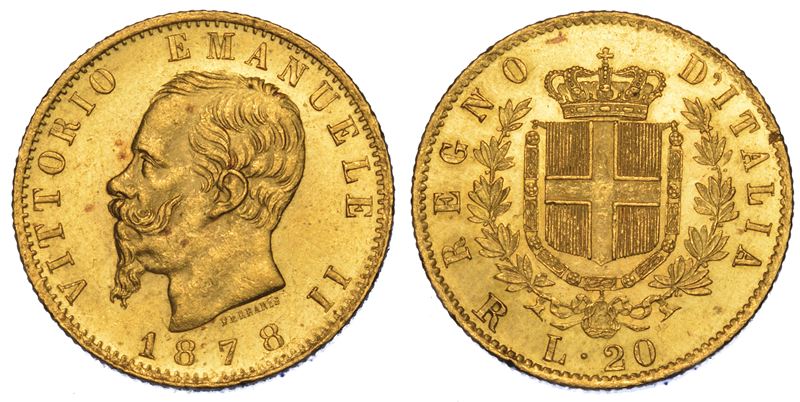 REGNO D’ITALIA. VITTORIO EMANUELE II DI SAVOIA, 1861-1878. 20 Lire 1878. Roma.  - Auction Numismatics - Cambi Casa d'Aste