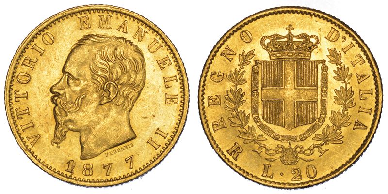 REGNO D’ITALIA. VITTORIO EMANUELE II DI SAVOIA, 1861-1878. 20 Lire 1877. Roma.  - Auction Numismatics - Cambi Casa d'Aste