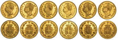 Regno D’italia. Umberto i di Savoia, 1878-1900. Lotto di Sei Monete.