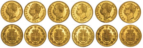 REGNO D’ITALIA. UMBERTO I DI SAVOIA, 1878-1900. Lotto di sei monete.