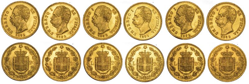 REGNO D’ITALIA. UMBERTO I DI SAVOIA, 1878-1900. Lotto di sei monete.  - Auction Numismatics - Cambi Casa d'Aste