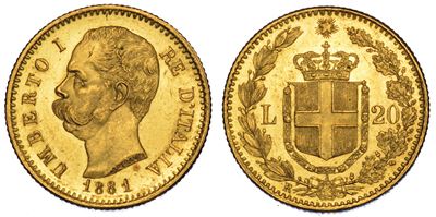 Regno D’italia. Umberto i di Savoia, 1878-1900. 20 Lire 1881.