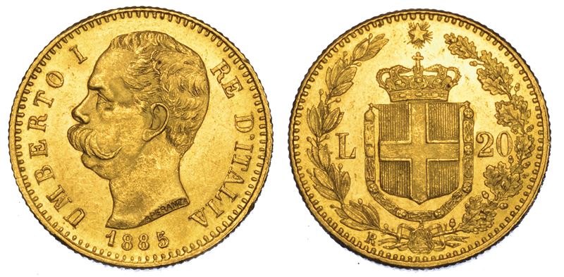 REGNO D’ITALIA. UMBERTO I DI SAVOIA, 1878-1900. 20 Lire 1885.  - Auction Numismatics - Cambi Casa d'Aste