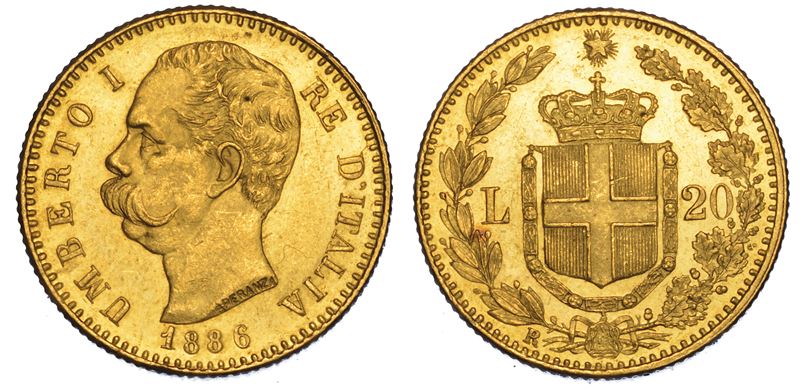 REGNO D’ITALIA. UMBERTO I DI SAVOIA, 1878-1900. 20 Lire 1886.  - Auction Numismatics - Cambi Casa d'Aste