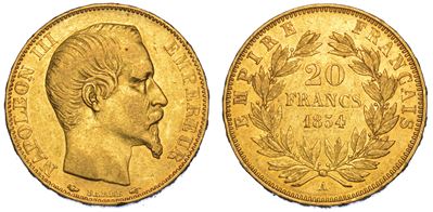 Francia. Napoleon III, 1852-1870. 20 Francs 1854. Parigi.