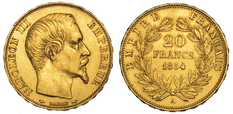 FRANCIA. NAPOLEON III, 1852-1870. 20 Francs 1854. Parigi.  - Auction Numismatics - Cambi Casa d'Aste