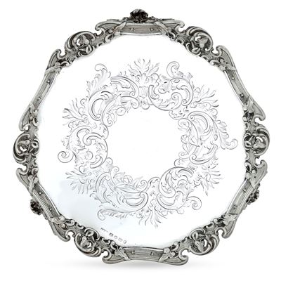 Salver, Città di Sheffield, 1854, argento fuso sbalzato e cesellato