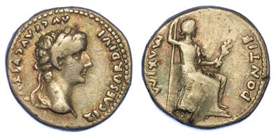 Tiberio, 14-37. Denario. Lugdunum.