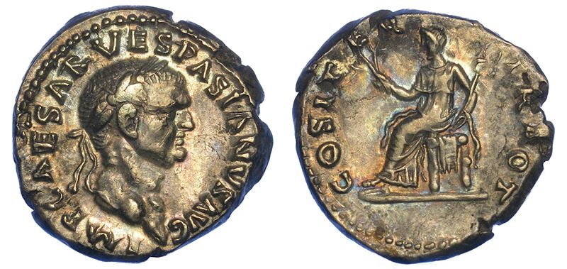 VESPASIANO, 69-79. Denario, anno 70. Roma.  - Auction Numismatics - Cambi Casa d'Aste