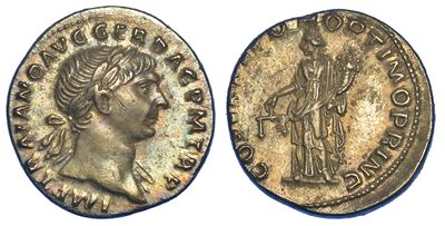 Traiano, 98-117. Denario, Anni 108-109.