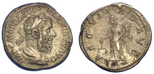 MACRINO, 217-218. Denario, anni 217-218. Roma.